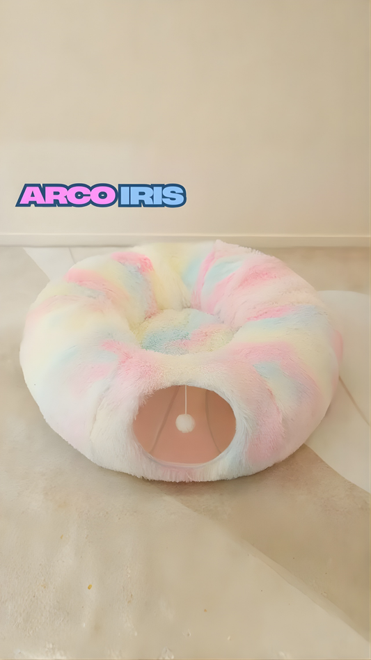 Cama Gato Túnel Donut Suave - Casa Mascotas Acogedora con Entrada