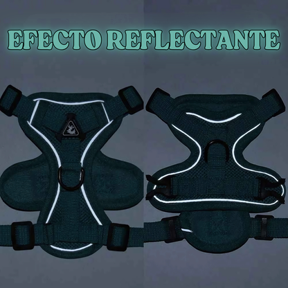 Arnés Perro Reflectante Ajustable Turquesa - Seguridad Paseo Nocturno