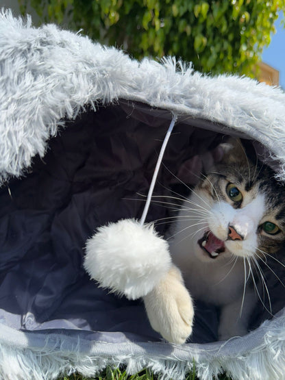 Cama Gato Túnel Donut Suave - Casa Mascotas Acogedora con Entrada