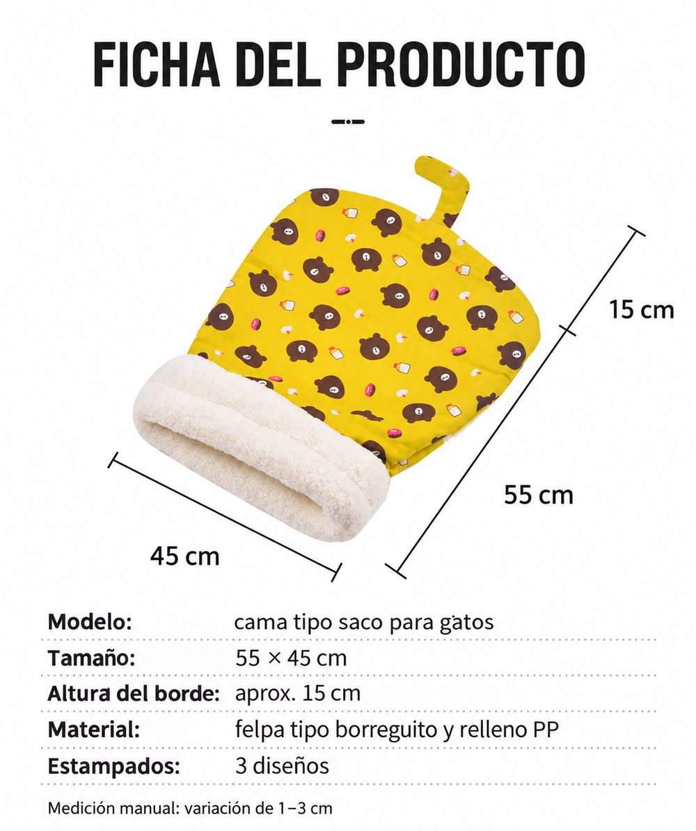 Medidas del saquito: 55 cm de largo y 45 cm de ancho