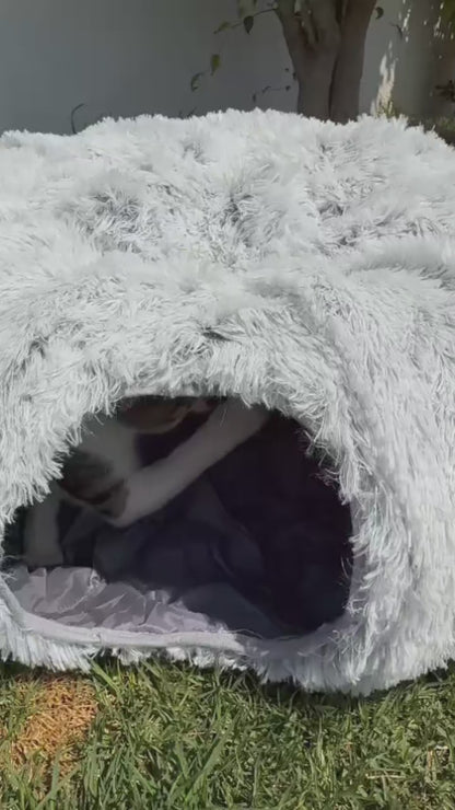 Cama Gato Túnel Donut Suave - Casa Mascotas Acogedora con Entrada