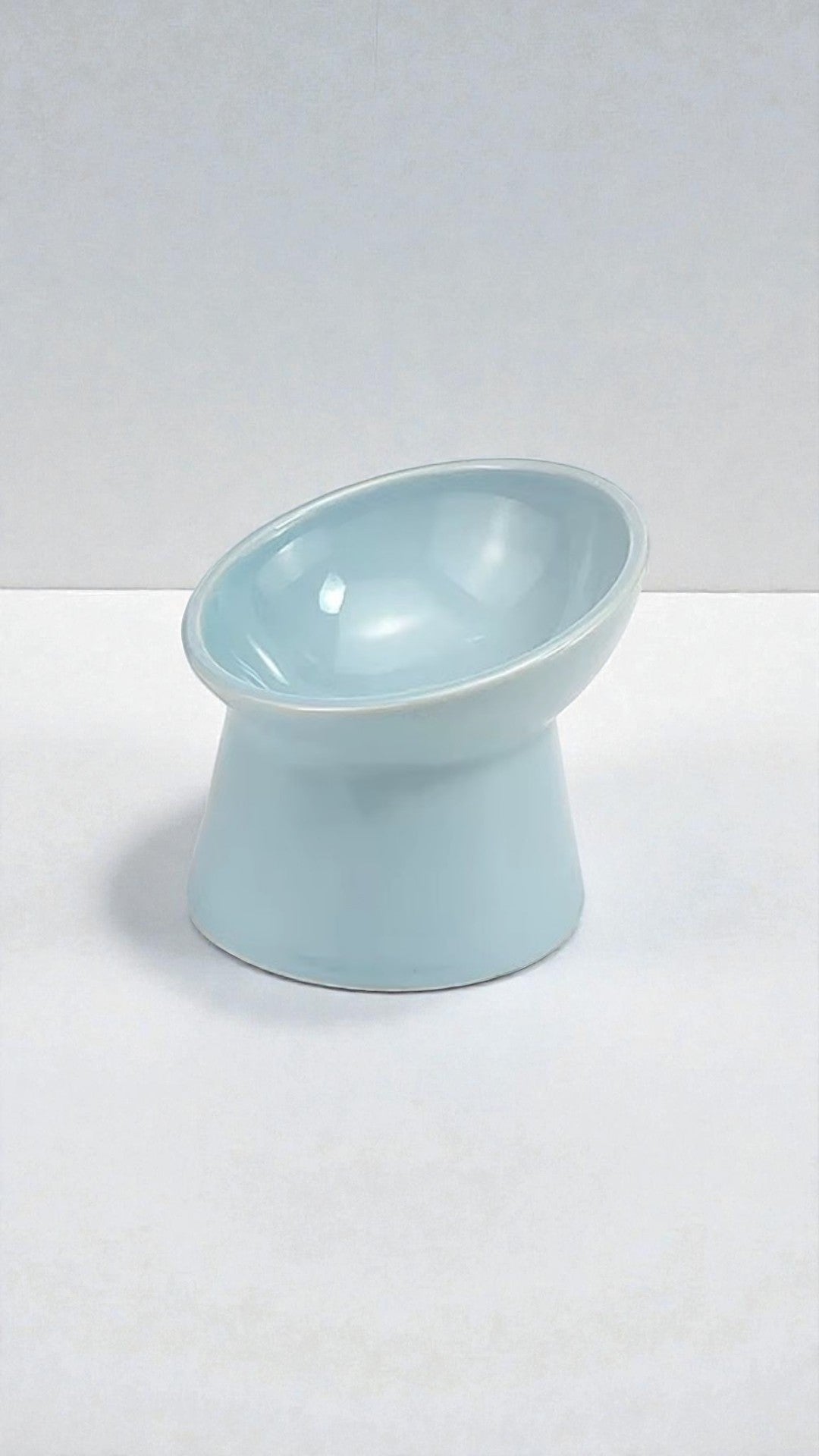 Comedero Elevado Gato Cerámica Azul - Bowl Ergonómico Cervical 15°